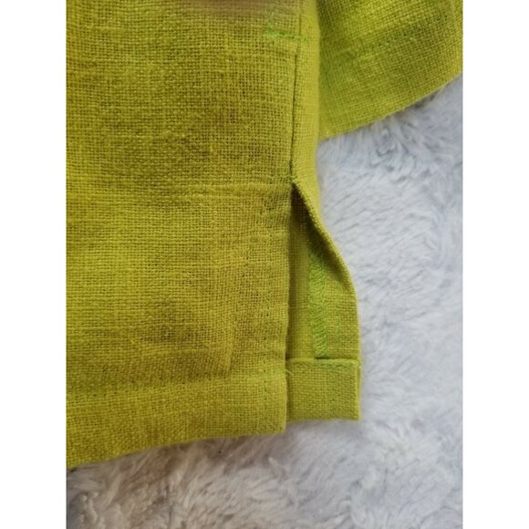 Peacock Ways Womens Linen Mandarin Style Blazer Jacket Cardigan Lime Green - Picture 10 of 10